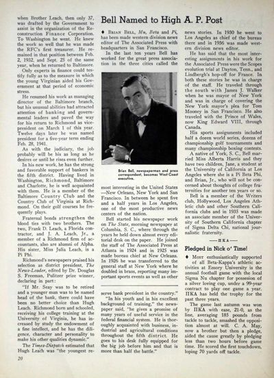 Bell Named To High A. P. Post